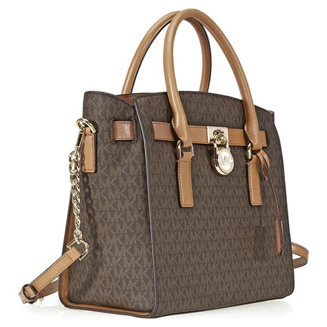 michael kors hamilton brown logo satchel|Michael Kors Hamilton legacy bag.